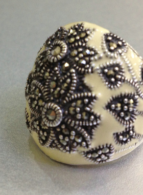 珐琅工艺镶嵌纯银戒指特价