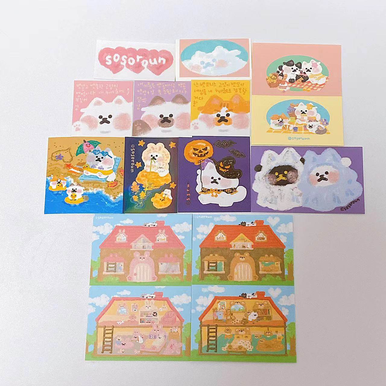 现货韩国sosoroun小贴集合手帐装饰可爱封口贴万圣节夏日房子