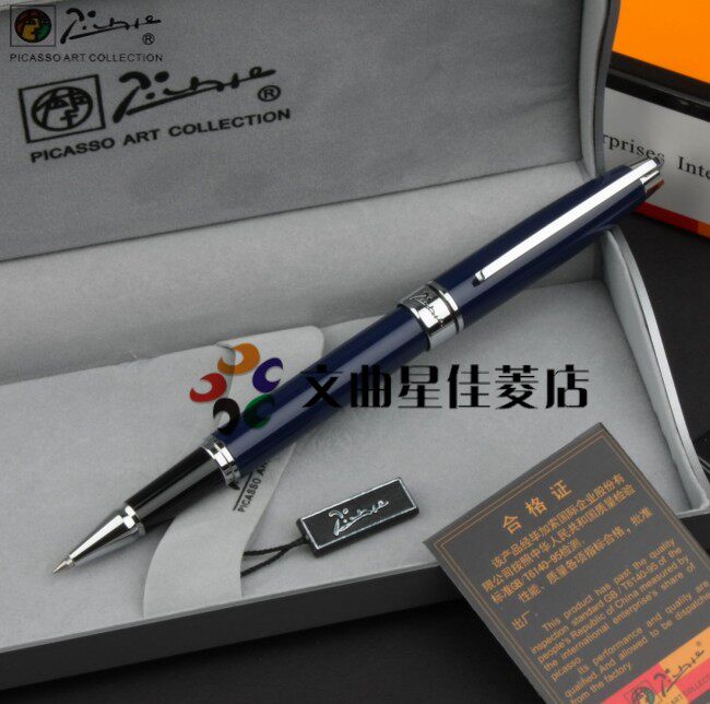 包邮正品毕加索 PS-912达芙尼 纯黑/晶蓝宝珠笔 签字笔 水笔 送礼