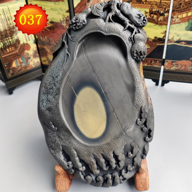 特价手工雕端砚台文房四宝书法礼品砚梅花坑绿紫端精美端砚台