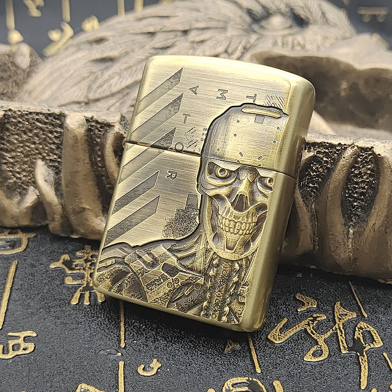 zippo打火机 IP合作款防风煤油终结者机甲魔神 男士黄铜盔甲之宝