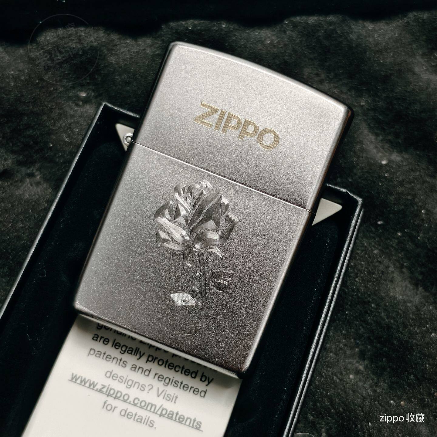 原装打火机专柜正品男士ZIPPO美版经典缎砂205玫瑰标志防风男士