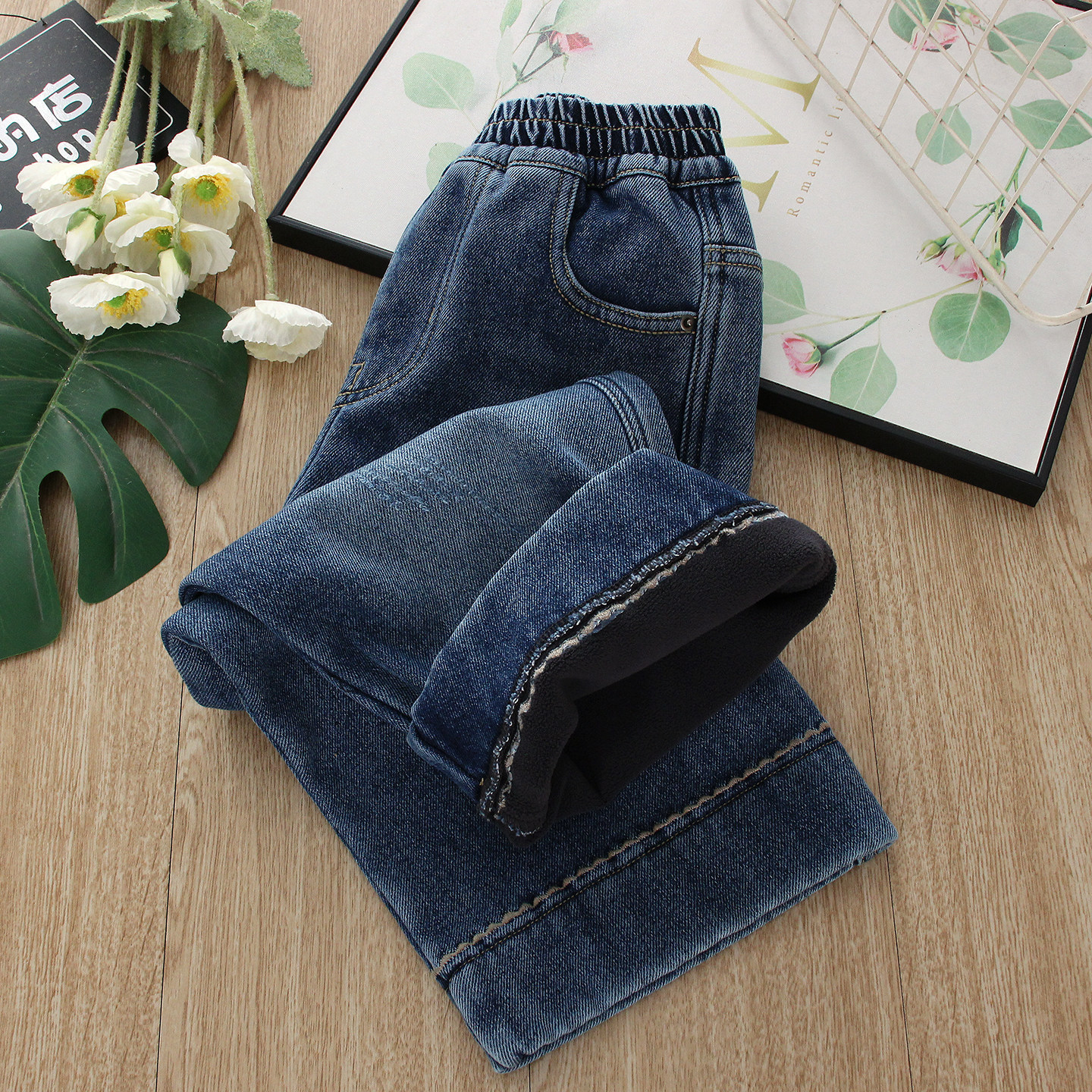 儿童加绒牛仔裤中大童一体绒加厚直筒阔腿裤女童洋气百搭休闲裤冬,童装/婴儿装/亲子装,裤子,淘宝优惠券,粉丝福利购,淘宝优惠卷