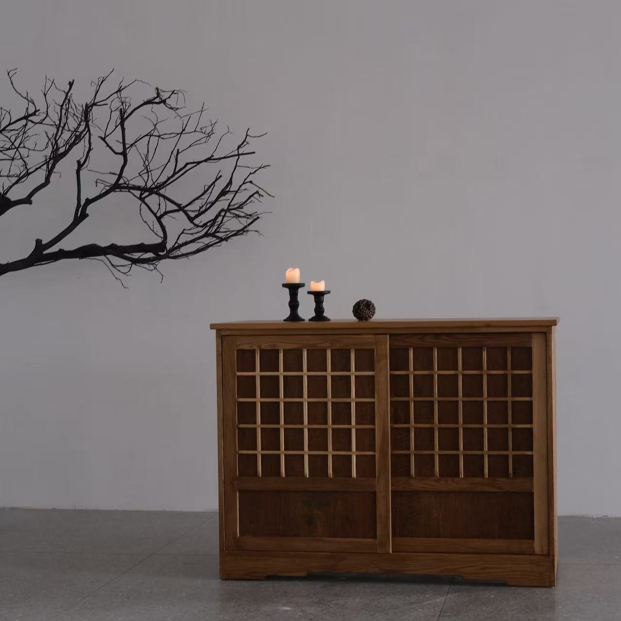 中古风实木茶水柜侘寂风