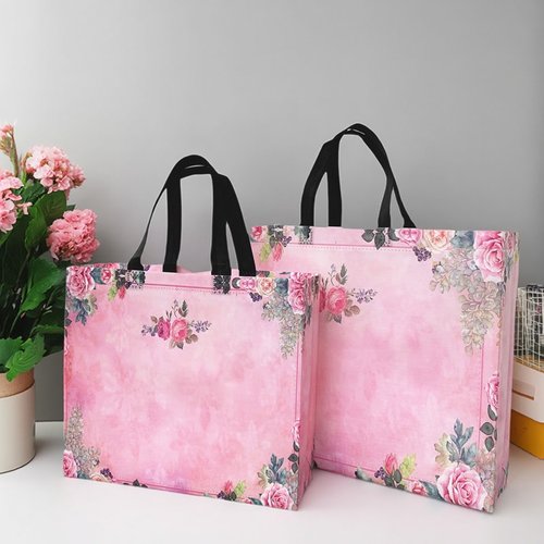 覆膜粉色皮草购物袋定制手提袋