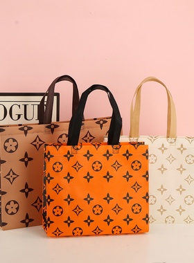 经典款橙色覆膜无纺布服装店手提袋商场超市购物礼品袋定制印logo