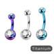 F136饰品出口品质真纯钛合金脐钉肚脐环肚脐扣肚脐钉脐环改色