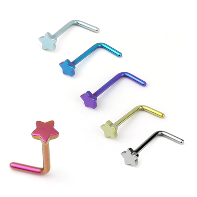 钛合金彩色五角星甜美鼻钉