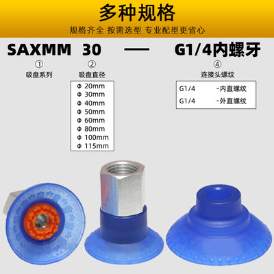 机械手真空吸盘工业钟形SAXM-30/40/50/60/80/100PU强力气动