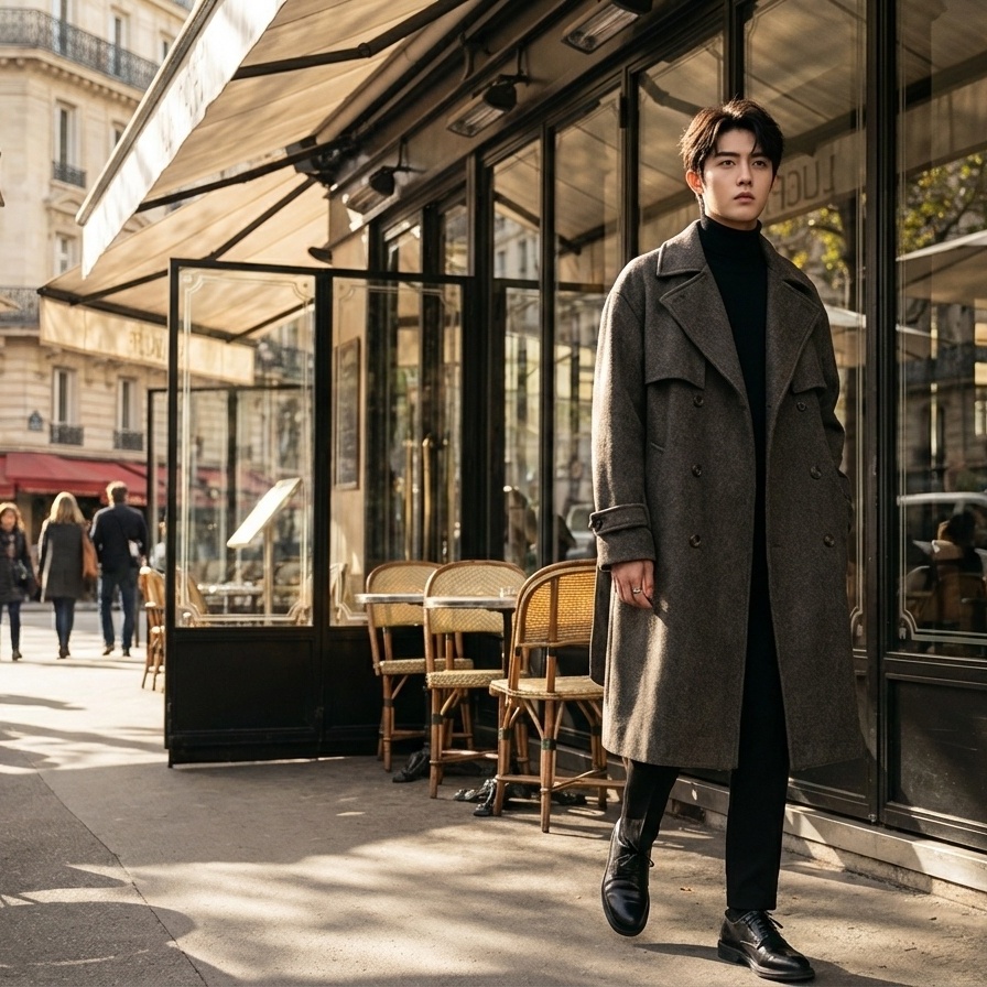 毛呢大衣男冬季中长款加厚