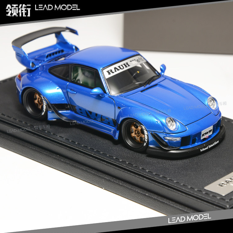 现货|ig2172 993 rwb 金属蓝 高尾翼 911 1/43 宽体改装车模型