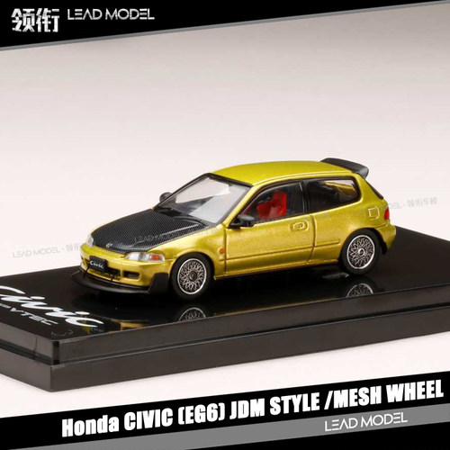 【领衔】现货|JDM STYLE MESH CIVIC EG6 黄 HJ Hobby 1/64车模型