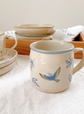 日本进口touji灶师窑北欧森系松鼠燕子马克杯酸奶早餐汤杯餐盘子