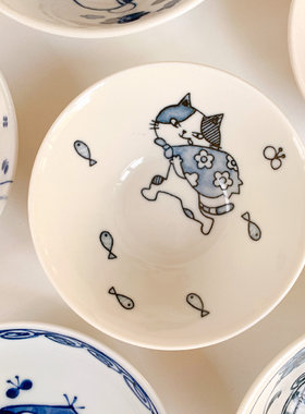 日本进口可爱猫咪陶瓷菜盘