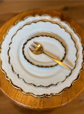 日本制进口minoru美浓烧复古手作陶瓷大餐盘法式椭圆盘甜点盘