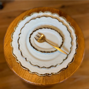 日本制进口minoru美浓烧复古手作陶瓷大餐盘法式椭圆盘甜点盘