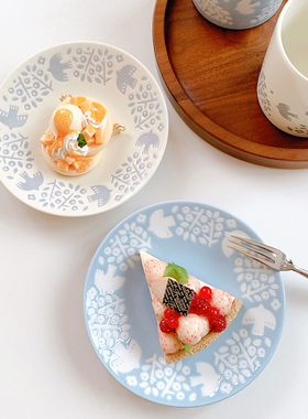 日本进口minoru美浓烧北欧森系飞鸟果实陶瓷餐盘菜盘子清新甜品碟