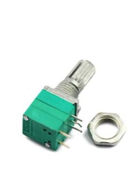 绿色 单联5脚 带开关 音响功放密封电位器10K B10K 柄15MM 配垫片