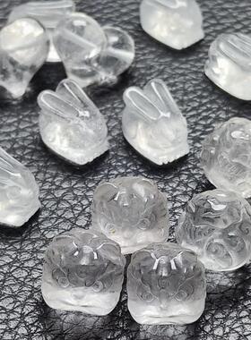 天然白水晶雕刻件diy配饰