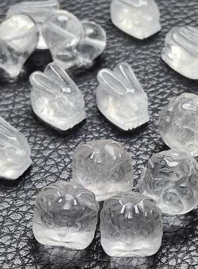 天然白水晶雕刻件diy配饰