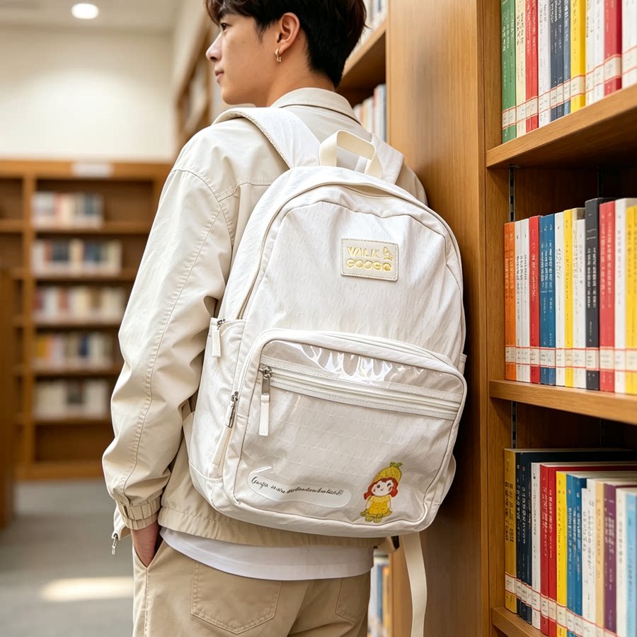 可爱菠萝女孩图案双肩包GOOBOWALK哥步轻便通勤包学生上课电脑包