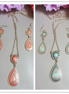 饰品欧美宴会派对水滴形吊坠项链