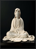瓷语堂 德化陶瓷雕刻白瓷收藏佛像披坐观音净刘铭志大师金奖签名