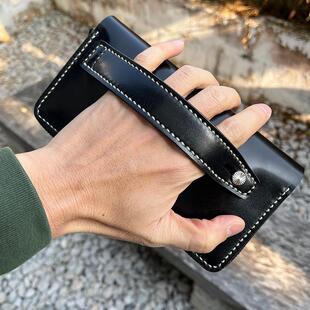 日本新喜马臀皮双拉链男士 手拿包钱包植鞣牛皮真皮大容量多功能包