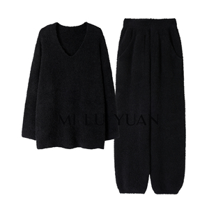 半边绒加厚睡衣睡裤 一线成衣 V领套装 MLY可外穿家居服