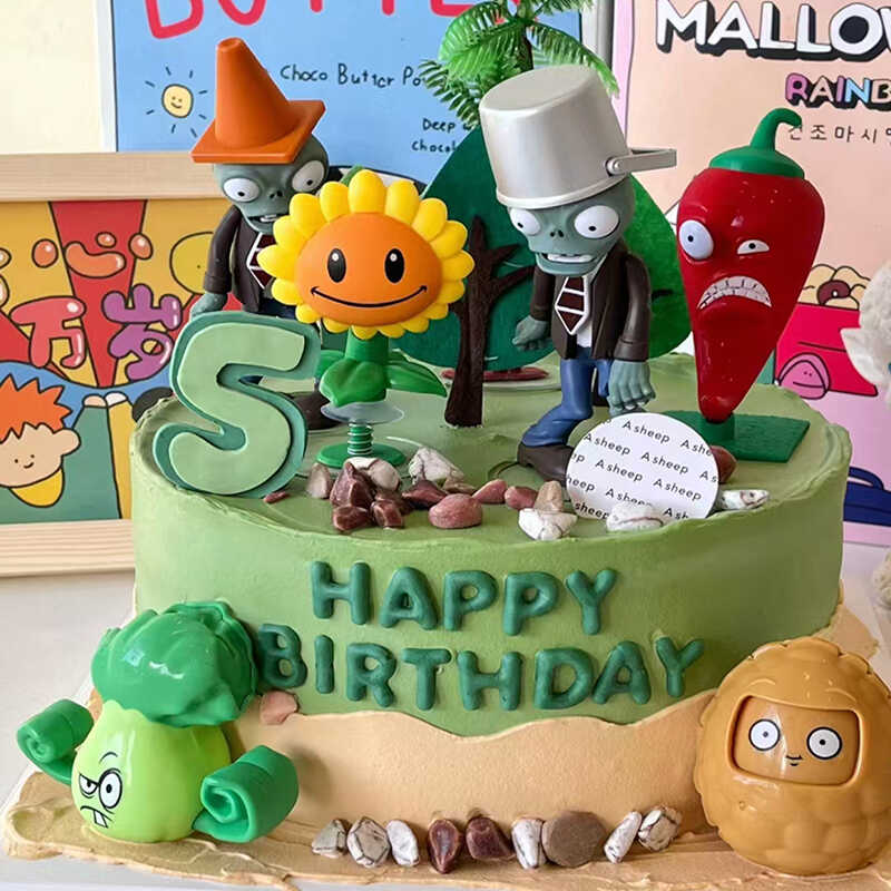 烘焙蛋糕装饰品正版植物大战僵尸人豌豆射手玉米插件生日派对摆件