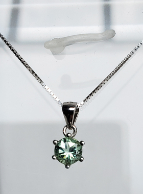 天然薄荷绿色碧玺宝石吊坠锁骨链