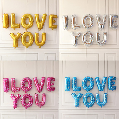 小号字母气球ILOVEYOU WEDDING WEARE MARRIED结婚装饰铝膜气球