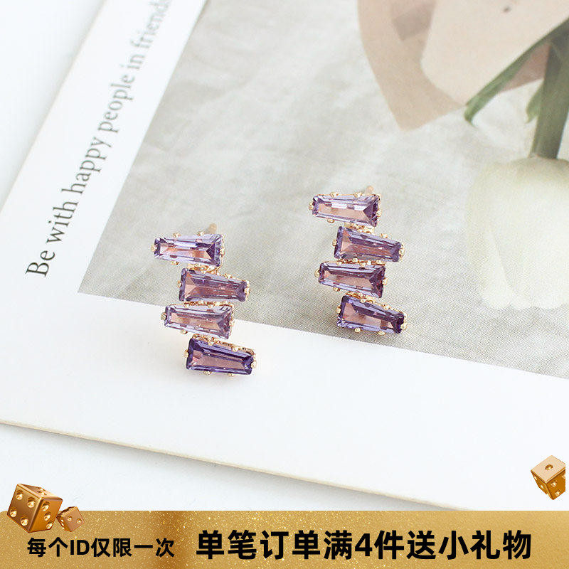 法式气质紫水晶锆石耳钉轻奢高级感蚊香盘耳夹纯银高级感百搭耳饰,饰品/流行首饰/时尚饰品新,耳夹,淘宝优惠券,粉丝福利购,淘宝优惠卷