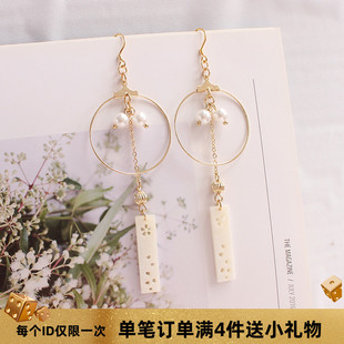 韩国手作耳饰日系和风耳环少女心森女系樱花贝壳长款 耳坠仙气耳夹