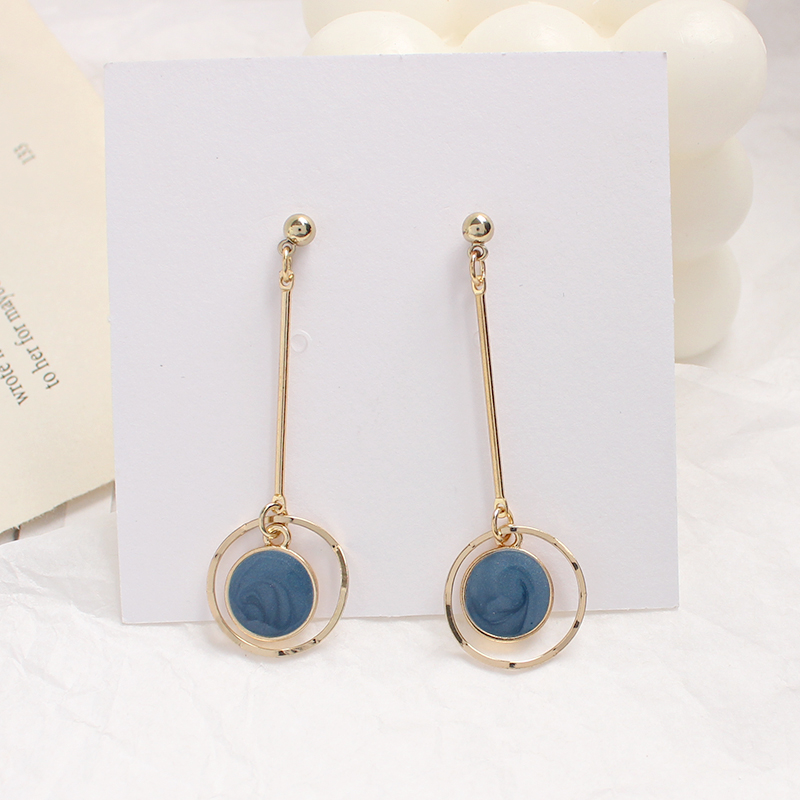 莫兰迪日韩风波浪蓝色显脸瘦耳夹