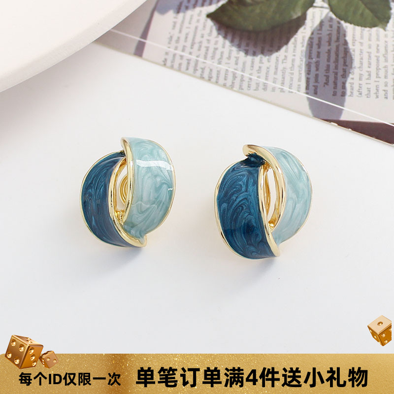 流行撞色复古港风高级感大气耳环