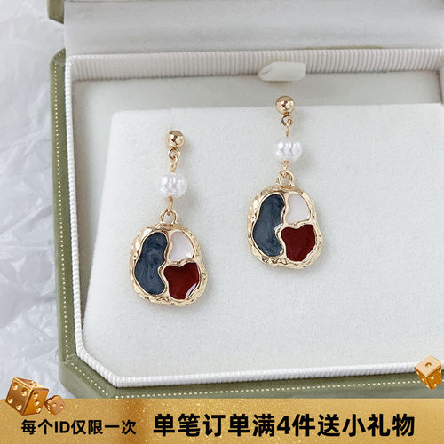 不规则珍珠耳钉复兴文艺风耳环