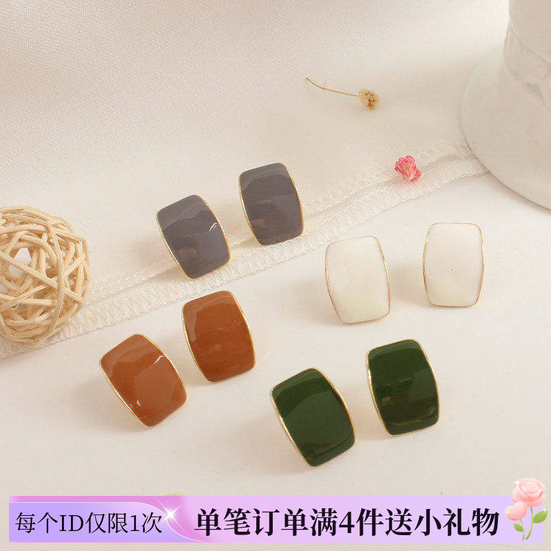 韩国韩版极简约精致百搭时尚流行糖果色弧形纯色耳钉无耳洞耳夹女