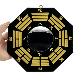 桃木八卦镜子大门 凸镜家用院子入户门正对门挂件 电梯阳台门窗户