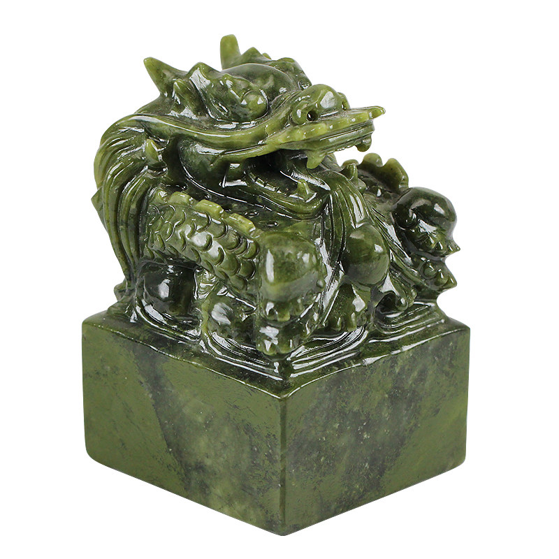 岫玉玺摆件 金玺仿古传国玉玺官印工艺品 乾隆玉玺龙印章石头雕刻