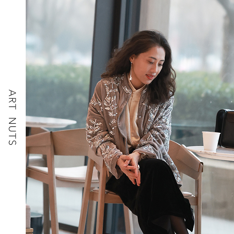悦迷Art Nuts 以新年之名 身披星河 新中式复古银色手工亮钻外套