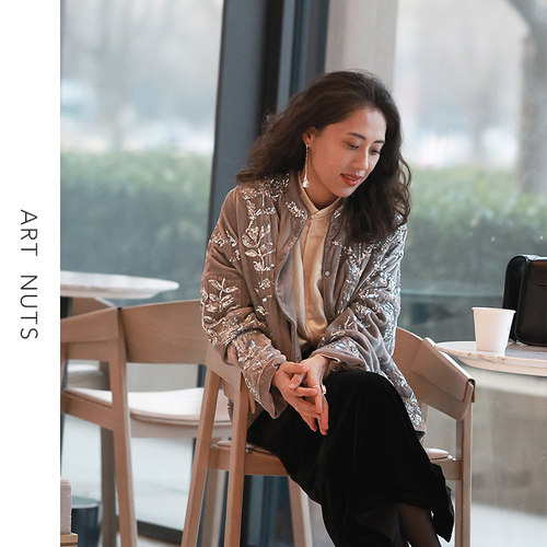 悦迷Art Nuts 以新年之名 身披星河 新中式复古银色手工亮钻外套