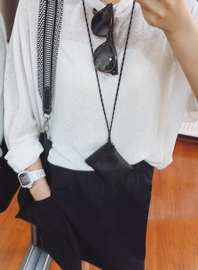 悦迷Art Nuts 简约的线条 薄款亲肤圆领显瘦宽松长袖上衣