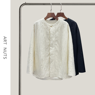 肌理圆领竖条纹宽松显瘦长袖 悦迷Art 线条 简约 羽绒外套 Nuts