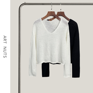 Nuts 浪漫松弛感V领豆豆纱针织衫 简约 秋季 线条 悦迷Art