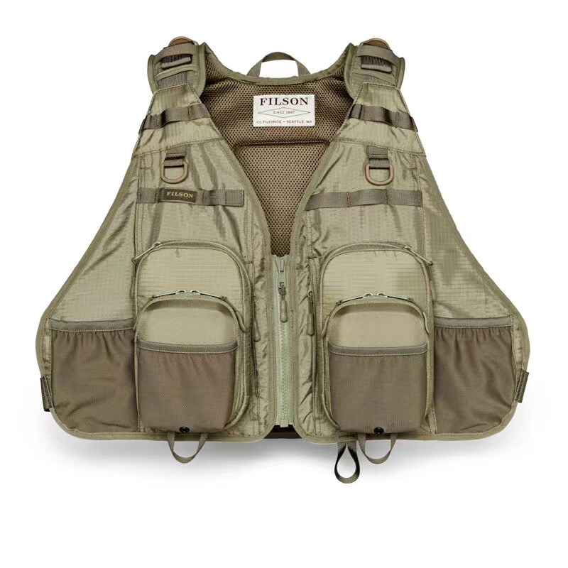 美国FILSON GUIDE VEST新款钓鱼飞蝇路亚马甲 双肩包款飞钓多功能