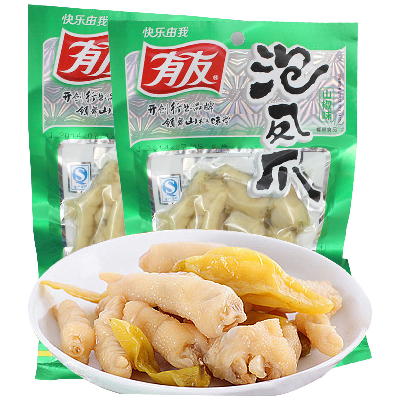 有友 山椒泡鳳爪 雞爪80G 袋四川特產 禽類零食小吃 滿包郵