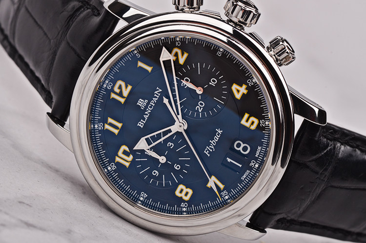 已售出【97新】宝珀莱芒湖限量版飞返计时日历自动男表2885FB-1130-63B