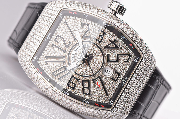 已售出【99新】法兰克穆勒VANGUARD精钢后镶钻大三针自动男表V45盒证齐