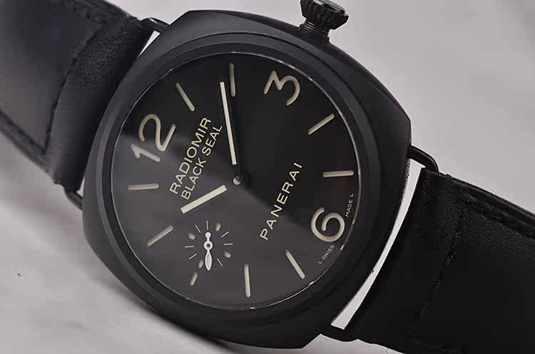 已售出【98新】沛纳海黑陶瓷三明治盘小三针手上链皮带男表PAM00292